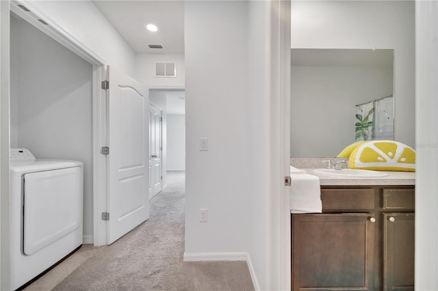 200 Feltrim Reserve Blvd, Davenport, FL 33837 - hall with carpet and a sink