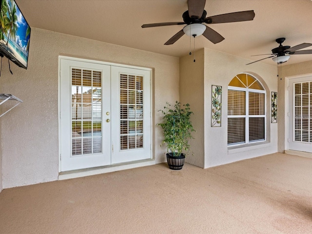 14322 Pine Cone Trl, Clermont, FL 34711 - view of patio / terrace featuring a ceiling fan and french doors