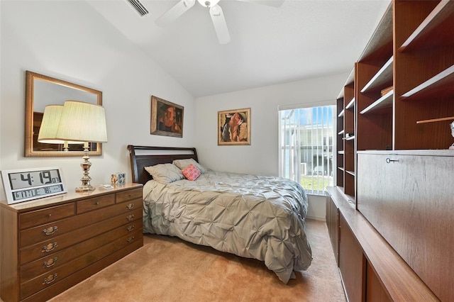 1752 Challenger Ave, Davenport, FL 33897 - bedroom with light colored carpet, vaulted ceiling, and a ceiling fan