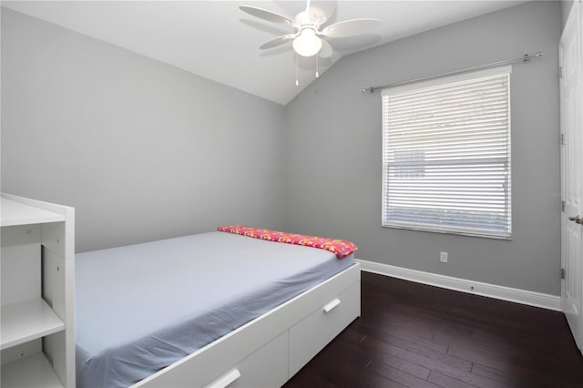 1441 Foxtail Ct, Lake Mary, FL 32746 - bedroom with lofted ceiling, multiple windows, dark wood-style flooring, and a ceiling fan