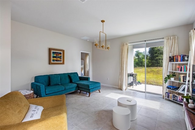 5029 Grand Teton Ct, Deland, FL 32724 - living area with a chandelier and light tile patterned floors