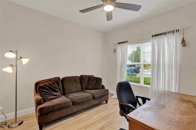 3210 Sonesta Ct Unit B, Clermont, FL 34711 - office area featuring a ceiling fan and light wood-type flooring