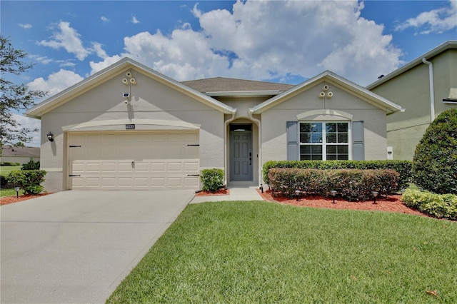 1565 Diamond Loop Dr, Kissimmee, FL 34744 - ranch-style home featuring concrete driveway, a front lawn, a garage, and stucco siding