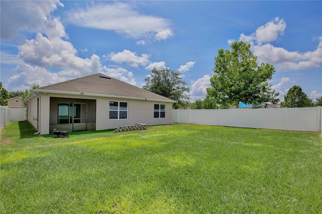 1565 Diamond Loop Dr, Kissimmee, FL 34744 - rear view of property with stucco siding, a fenced backyard, and a shingled roof