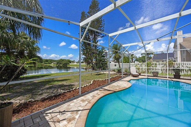 14566 Quail Trail Cir, Orlando, FL 32837 - view of swimming pool with a water view, a lanai, and a patio area