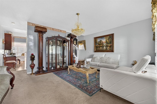 2076 Shannon Lakes Blvd, Kissimmee, FL 34743 - living room featuring a chandelier and carpet