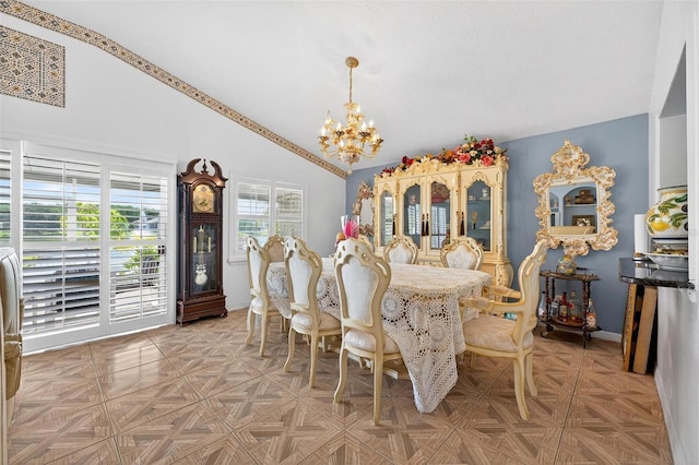 2076 Shannon Lakes Blvd, Kissimmee, FL 34743 - dining area with a chandelier and lofted ceiling