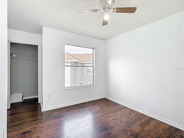 709 Orchid Dr, Davenport, FL 33897 - unfurnished bedroom featuring wood finished floors, a closet, and ceiling fan
