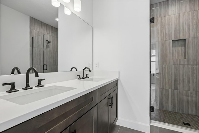 2018 Packing District Way, Orlando, FL 32804 - full bathroom with a stall shower, double vanity, and tile patterned flooring
