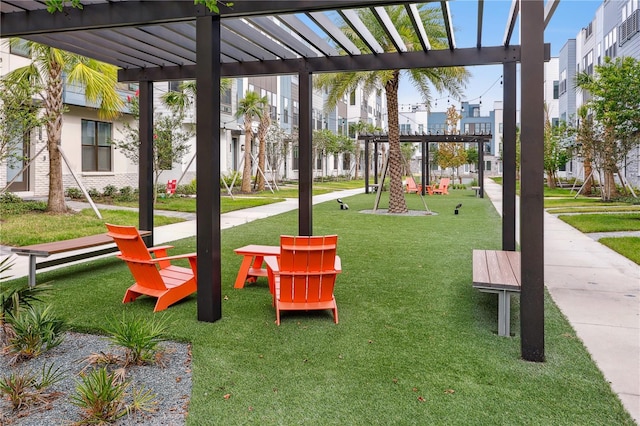 2018 Packing District Way, Orlando, FL 32804 - surrounding community with a pergola, a yard, and a residential view