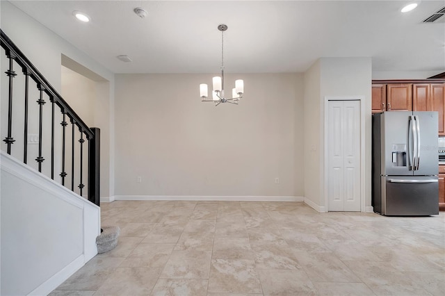 1246 Payne Stewart Dr, Davenport, FL 33896 - unfurnished dining area with a chandelier, stairs, and recessed lighting