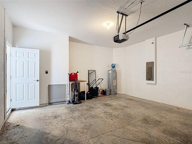 129 Boydfield Ln, Davenport, FL 33837 - garage with water heater, electric panel, concrete block wall, and a garage door opener