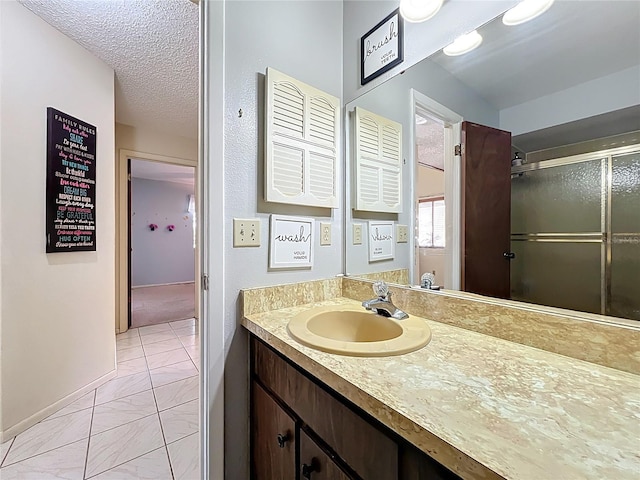 8346 Mattituck Cir, Orlando, FL 32829 - bathroom with vanity, a stall shower, and marble finish flooring
