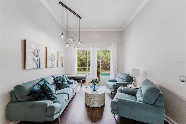 9285 Wickham Way, Orlando, FL 32836 - living area featuring ornamental molding and wood finished floors