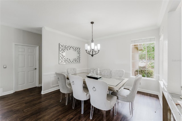 9285 Wickham Way, Orlando, FL 32836 - dining area featuring a chandelier, dark wood-type flooring, and ornamental molding