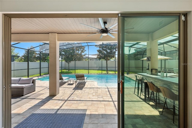 13924 Jomatt Loop, Winter Garden, FL 34787 - view of pool featuring a fenced backyard, a patio area, and a lanai