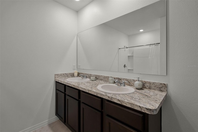 1351 Fox Squirrel Dr, Davenport, FL 33897 - full bath with double vanity and curtained shower