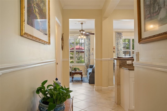 4709 Fox St, Orlando, FL 32814 - hall featuring light tile patterned floors and ornamental molding