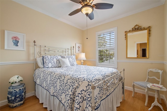 4709 Fox St, Orlando, FL 32814 - bedroom featuring wood finished floors, ornamental molding, and ceiling fan