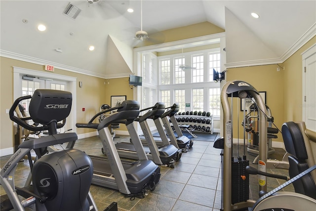 4709 Fox St, Orlando, FL 32814 - exercise room with vaulted ceiling, plenty of natural light, recessed lighting, and ornamental molding