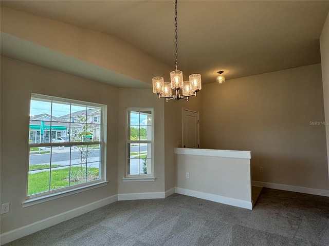 3891 Sagefield Dr, Harmony, FL 34773 - carpeted spare room with a chandelier and vaulted ceiling