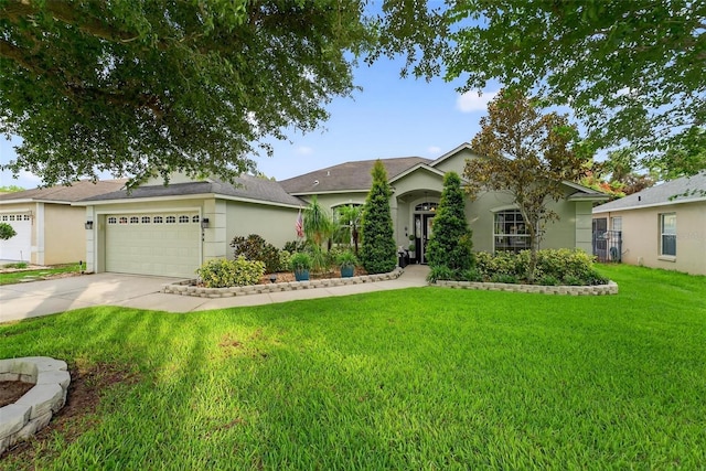 544 Lake Sumner Dr, Groveland, FL 34736 - single story home with a garage, a front yard, concrete driveway, and stucco siding