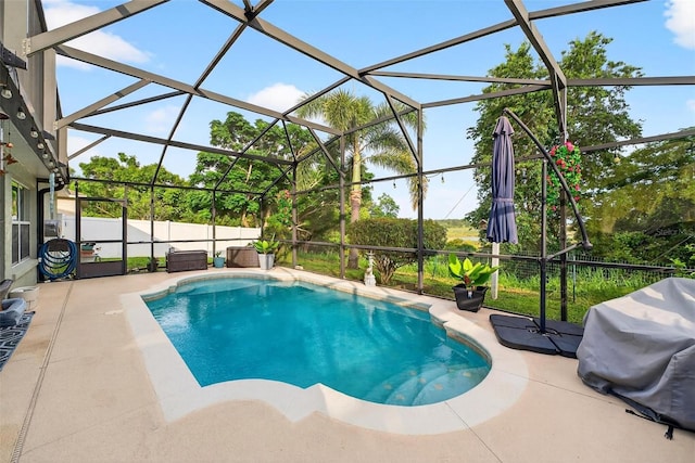 544 Lake Sumner Dr, Groveland, FL 34736 - view of pool featuring a patio, area for grilling, and glass enclosure