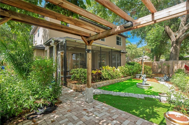 2794 Cullens Ct, Ocoee, FL 34761 - view of yard with a sunroom, a pergola, and a patio