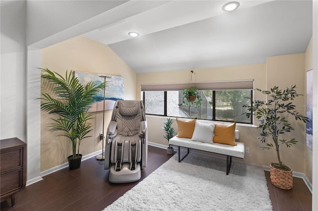 4203 Fairway Run, Tampa, FL 33618 - living area featuring lofted ceiling, dark wood finished floors, and recessed lighting