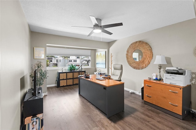 4203 Fairway Run, Tampa, FL 33618 - home office featuring dark wood-style floors and a ceiling fan