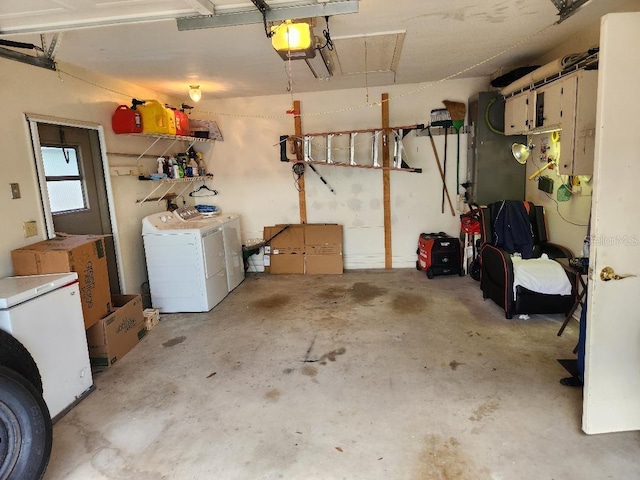 1626 Willow Run, Sebring, FL 33872 - garage with separate washer and dryer, a garage door opener, and white refrigerator