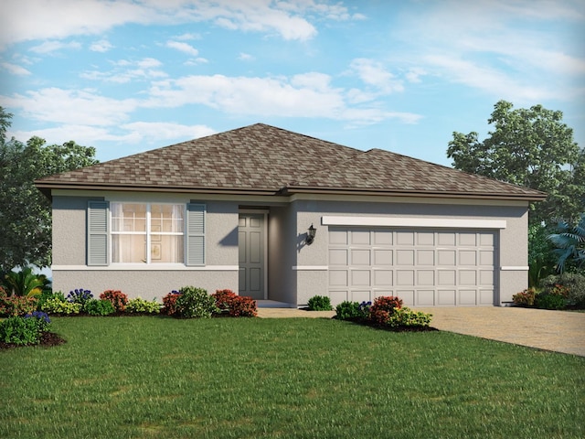 3117 Legends Preserve Dr, Daytona Beach, FL 32124 - ranch-style home featuring driveway, an attached garage, a front yard, and stucco siding