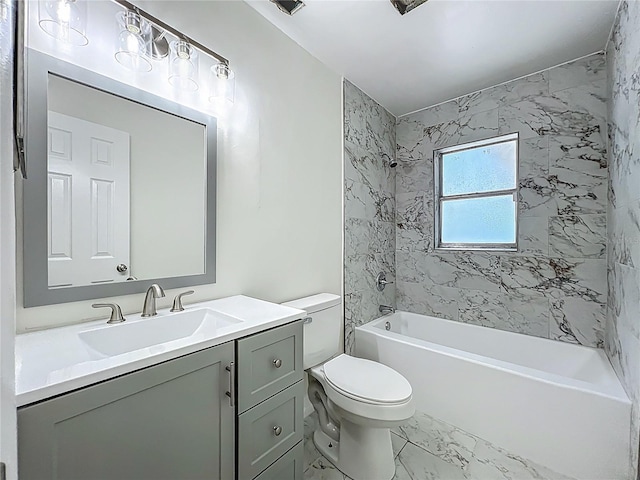 2109 Hartwell Ave, Sanford, FL 32771 - full bathroom with washtub / shower combination, vanity, and marble look tile flooring
