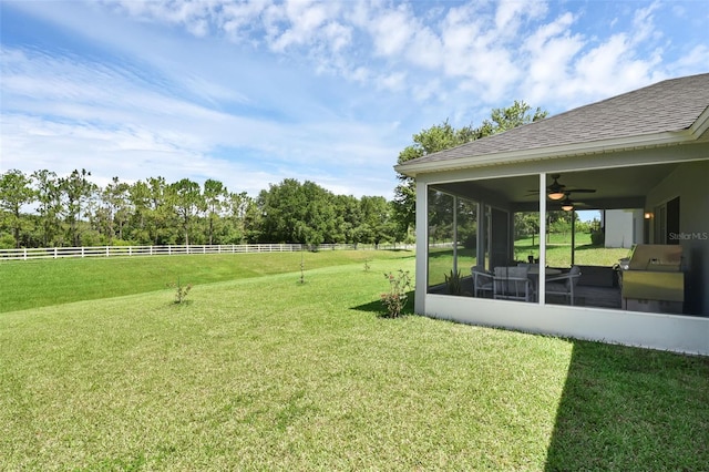 189 Blackstone Creek Rd, Groveland, FL 34736 - view of yard featuring a sunroom and ceiling fan
