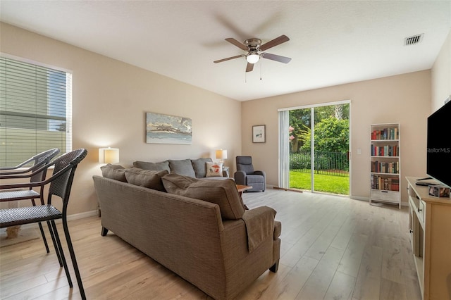 3896 Esplanade Ave, Port Orange, FL 32129 - living room featuring ceiling fan and light wood-style flooring