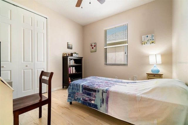 3896 Esplanade Ave, Port Orange, FL 32129 - bedroom featuring light wood-style flooring, a closet, and ceiling fan