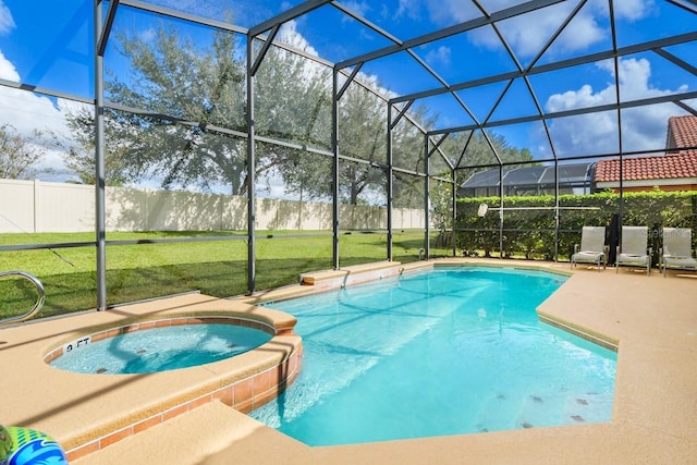 1428 Solana Cir, Davenport, FL 33897 - view of swimming pool featuring a patio area, a lanai, and a pool with connected hot tub