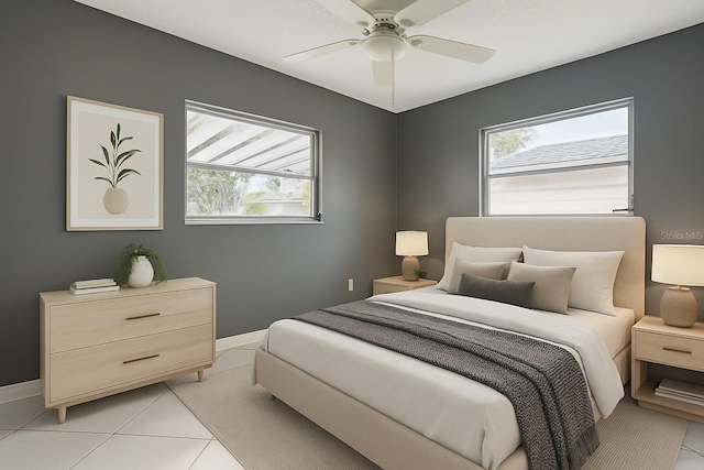 3417 Pershing Ave, Orlando, FL 32812 - bedroom featuring multiple windows, light tile patterned flooring, and ceiling fan