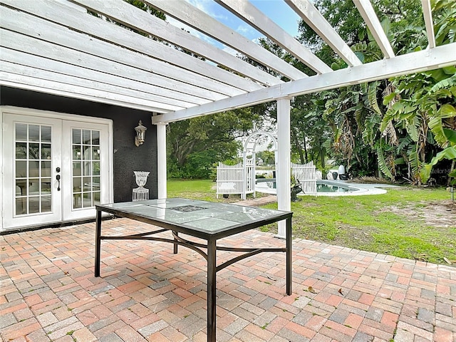 3417 Pershing Ave, Orlando, FL 32812 - view of patio with french doors, a pergola, and an outdoor pool