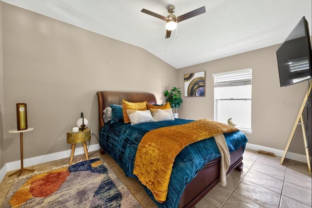 533 Quail Down Dr, Debary, FL 32713 - bedroom featuring lofted ceiling, ceiling fan, and light tile patterned flooring