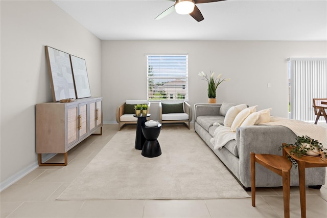 2817 Muller Oak Loop, Ocoee, FL 34761 - living room featuring a ceiling fan and light tile patterned flooring