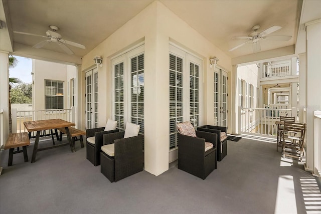 7509 Mourning Dove Cir Unit 204, Reunion, FL 34747 - view of patio / terrace with ceiling fan and french doors