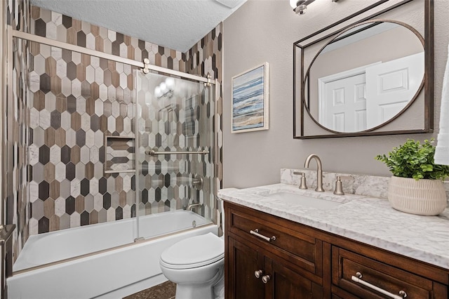 315 Lake Rd, Lake Mary, FL 32746 - bathroom featuring vanity, shower / bath combination with glass door, and a textured ceiling