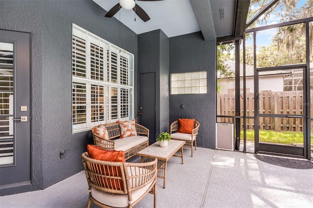 315 Lake Rd, Lake Mary, FL 32746 - sunroom with ceiling fan and an outdoor hangout area