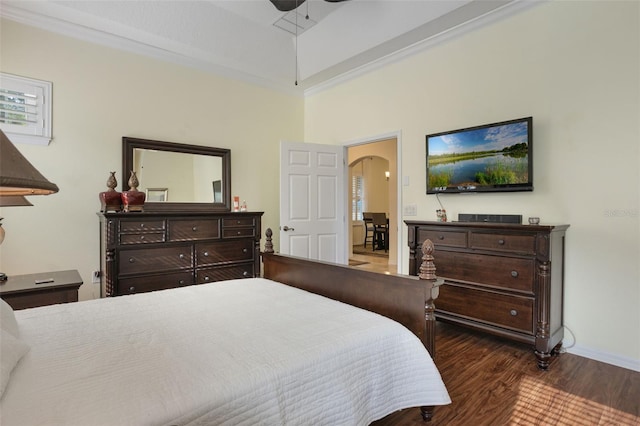 930 Willow Oak Loop, Minneola, FL 34715 - bedroom with arched walkways and wood finished floors
