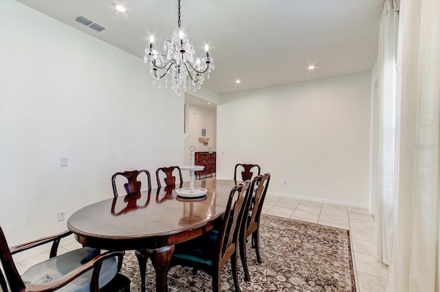 2149 Tudor Rose Dr, Sanford, FL 32773 - dining space featuring light tile patterned flooring, a chandelier, and recessed lighting
