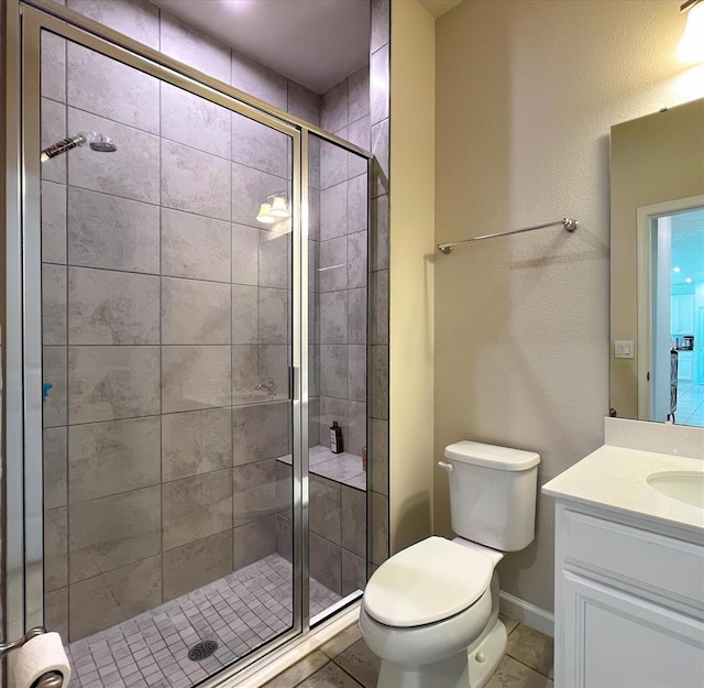 2149 Tudor Rose Dr, Sanford, FL 32773 - bathroom featuring vanity, a shower stall, and tile patterned flooring
