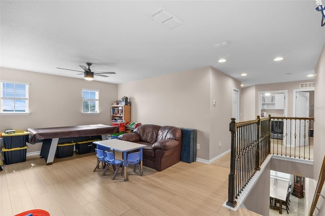 3472 Gretchen Dr, Ocoee, FL 34761 - living area with ceiling fan, light wood finished floors, recessed lighting, and billiards table