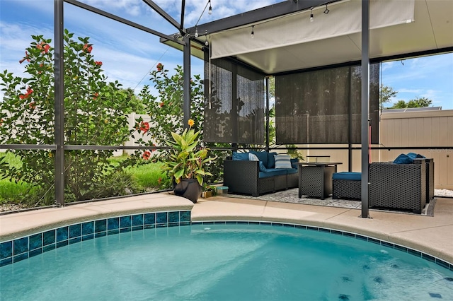3472 Gretchen Dr, Ocoee, FL 34761 - swimming pool featuring a patio area, outdoor lounge area, and glass enclosure