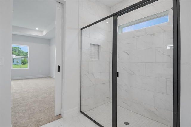 5908 SW 115 Street Rd, Ocala, FL 34476 - bathroom featuring a stall shower and recessed lighting